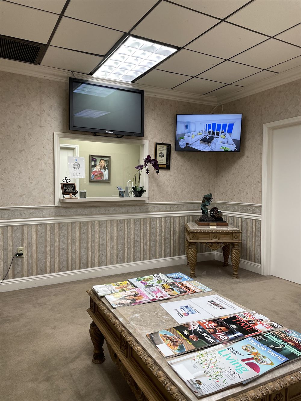 Reception and waiting area at Dr. Phillips Dental Care